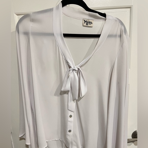 Show Me Your MuMu Tie Neck Blouse - Picture 1 of 3